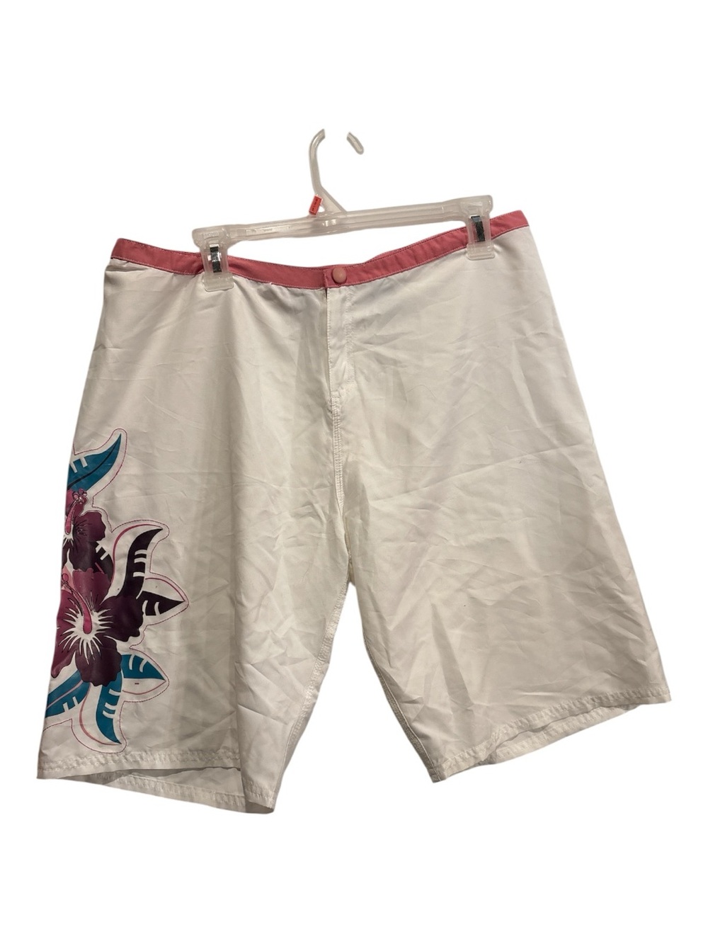 Oxide white shorts with floral print and pink trim. Size 11